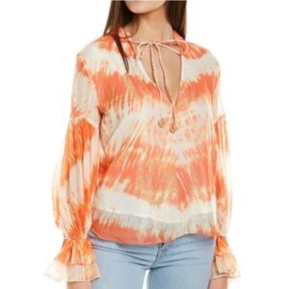 NWT Rococo Sand Orange and White Llios Top Blouse Size Medium